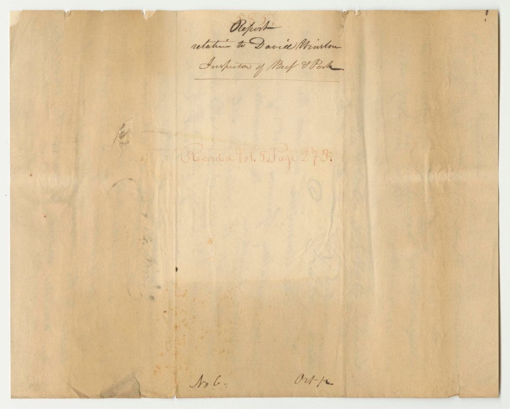 Miniature of Report 585: Report Relative to David Winslow, Inspector of Beef and Pork