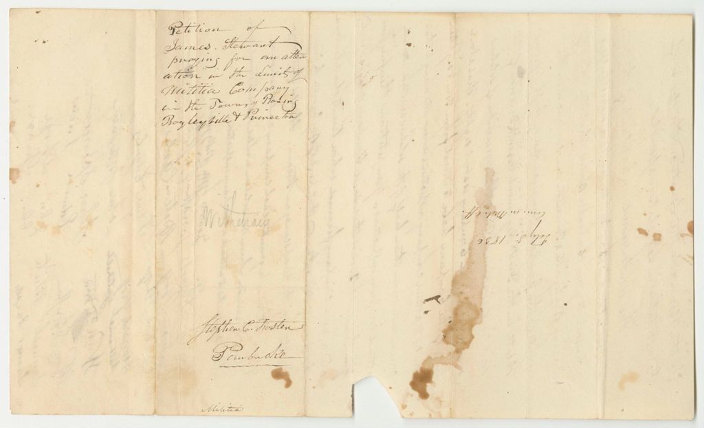 Miniature of Petition of James Stewart to Alter the Limits of the Companies in Baileyville and Princeton
