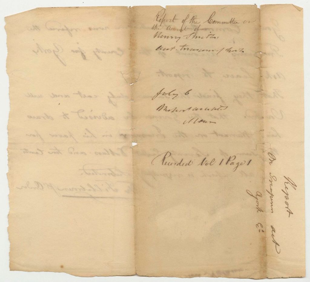 Miniature of Report of the Comittee on the Account of Henry Smith, County Treasurer of York