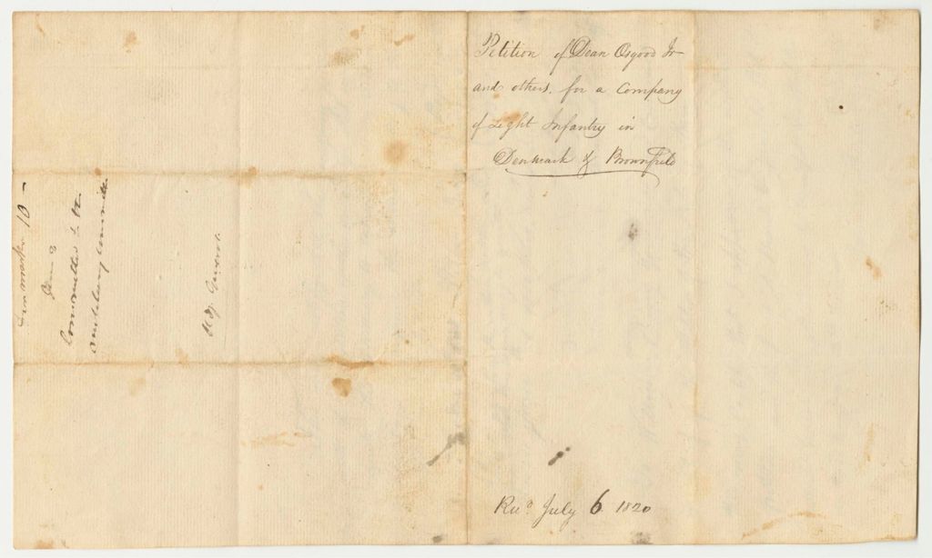 Miniature of Petition of Dean Osgood Jr and Others for a Company of Light Infantry in Denmark and Brownfield