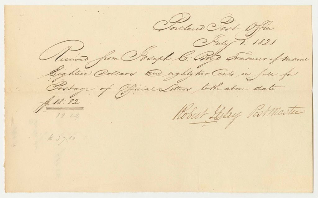 Miniature of Portland Post-Office Receipt