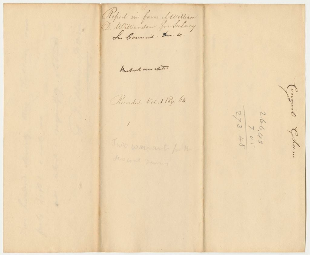 Miniature of Report 81: Report in Favor of William D. Williamson for Salary