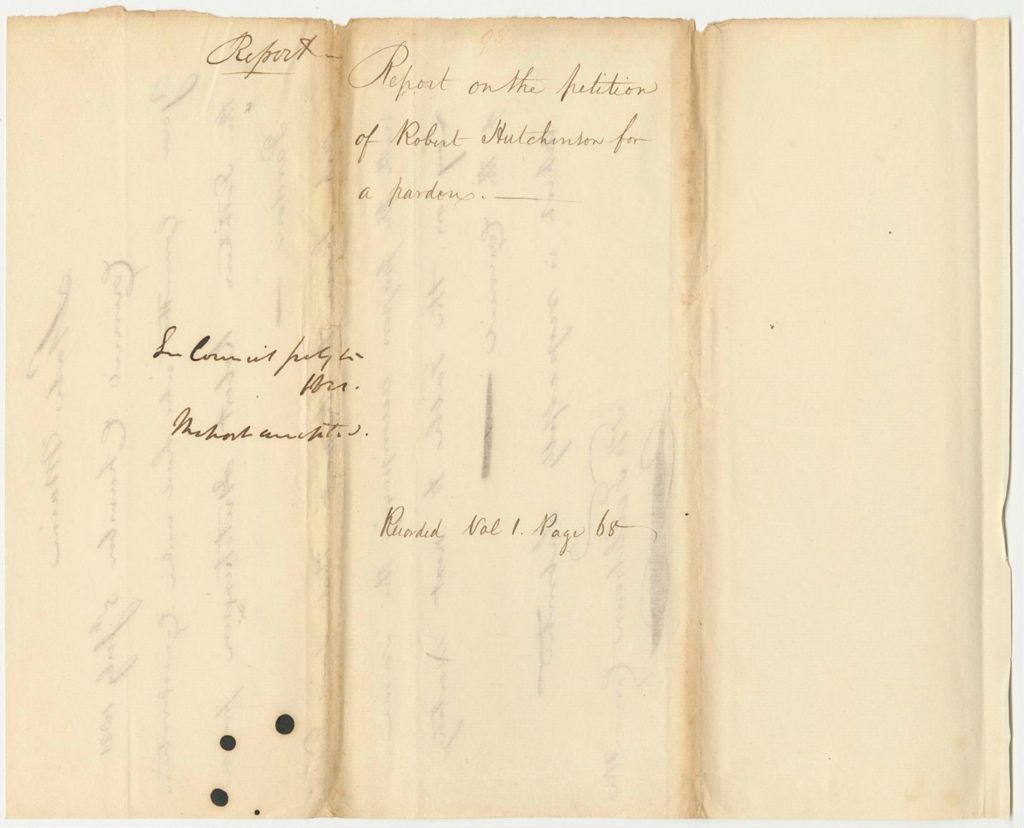 Miniature of Report 93: Report on the Petition of Robert Hutchinson for a Pardon