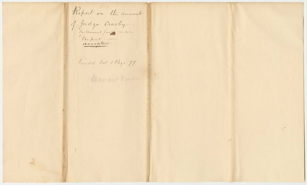 Miniature of Report on the Account of Judge William Crosby