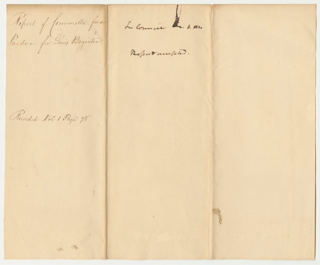Miniature of Report 108: Report of Committee for a Pardon for Lewis Boyinton