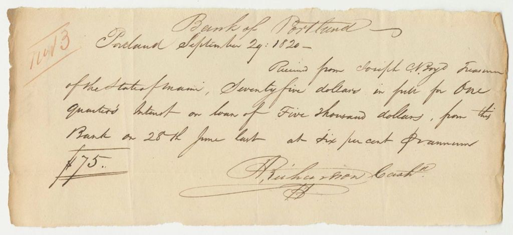 Miniature of Receipt No. 13, Bank of Portland