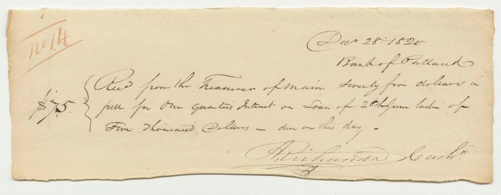 Miniature of Receipt No. 14, Bank of Portland