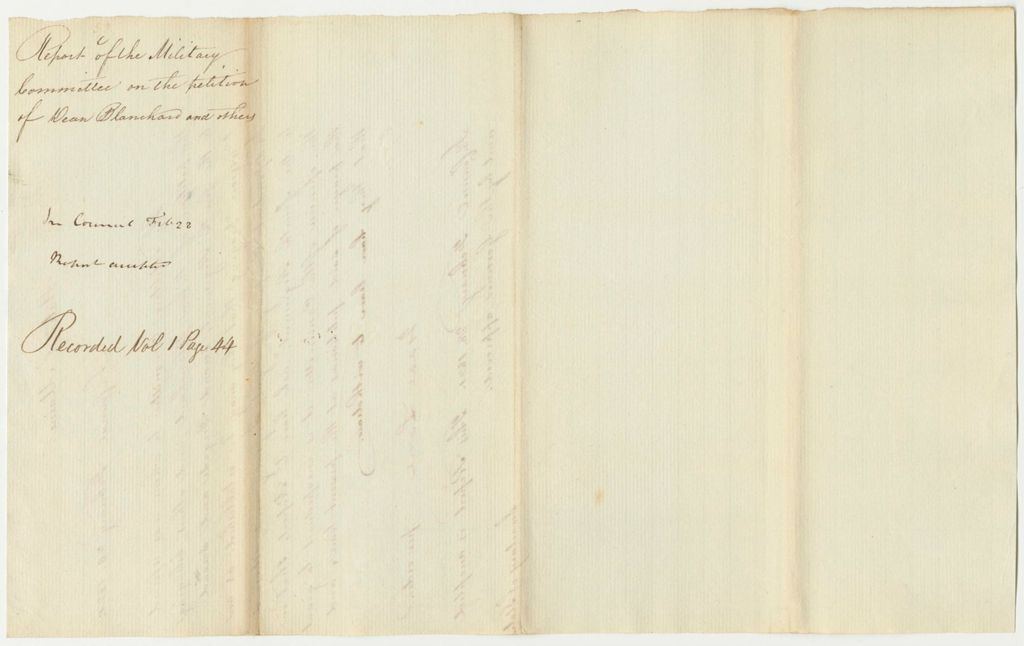 Miniature of Report 52: Report of the Military Committee on the Petition of Dean Blanchard and others