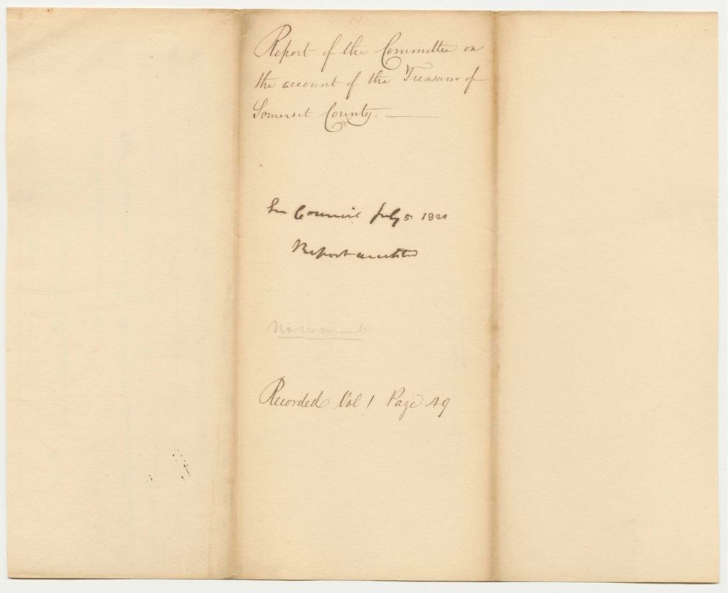 Miniature of Report 61: Report of the Committee on the Account of the Treasurer of Somerset County