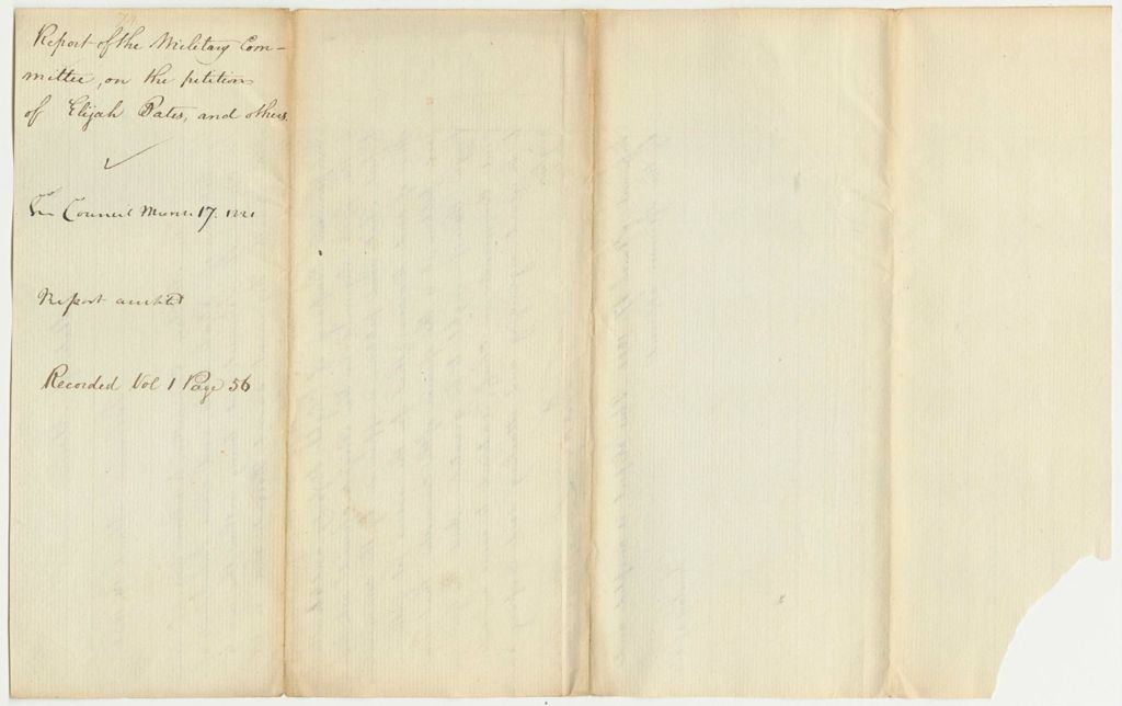 Miniature of Report 74: Report of the Military Committee on the Petitions of Elijah Bates and others