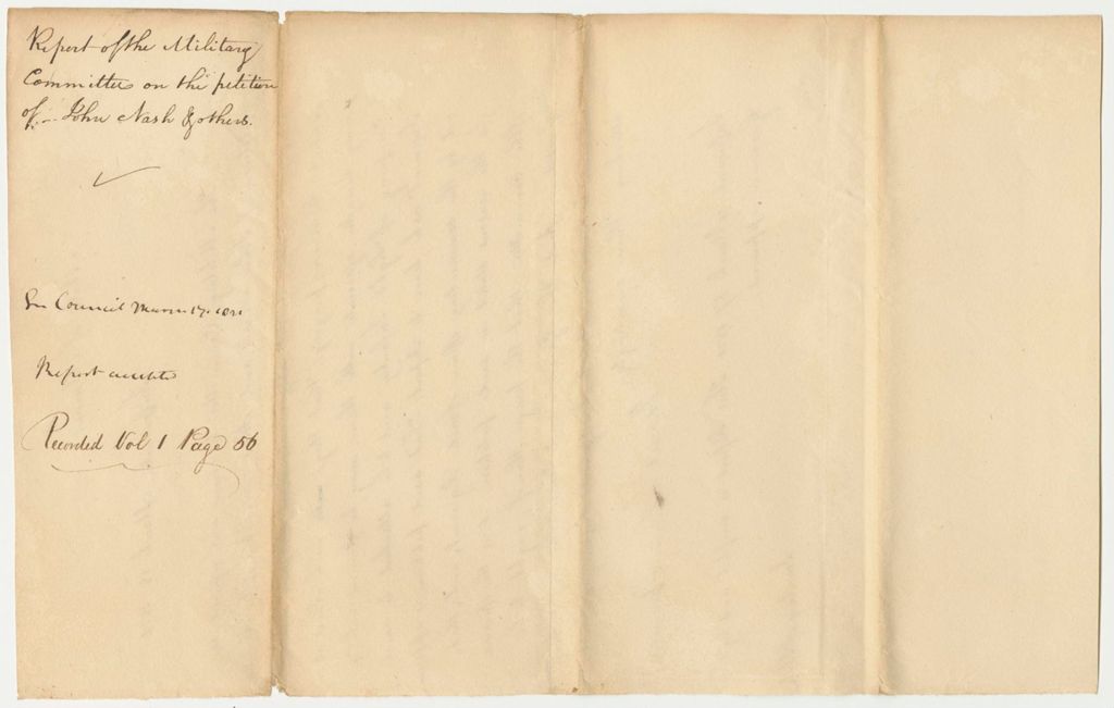 Miniature of Report 75: Report of the Military Committee on the Petition of John Nash and others