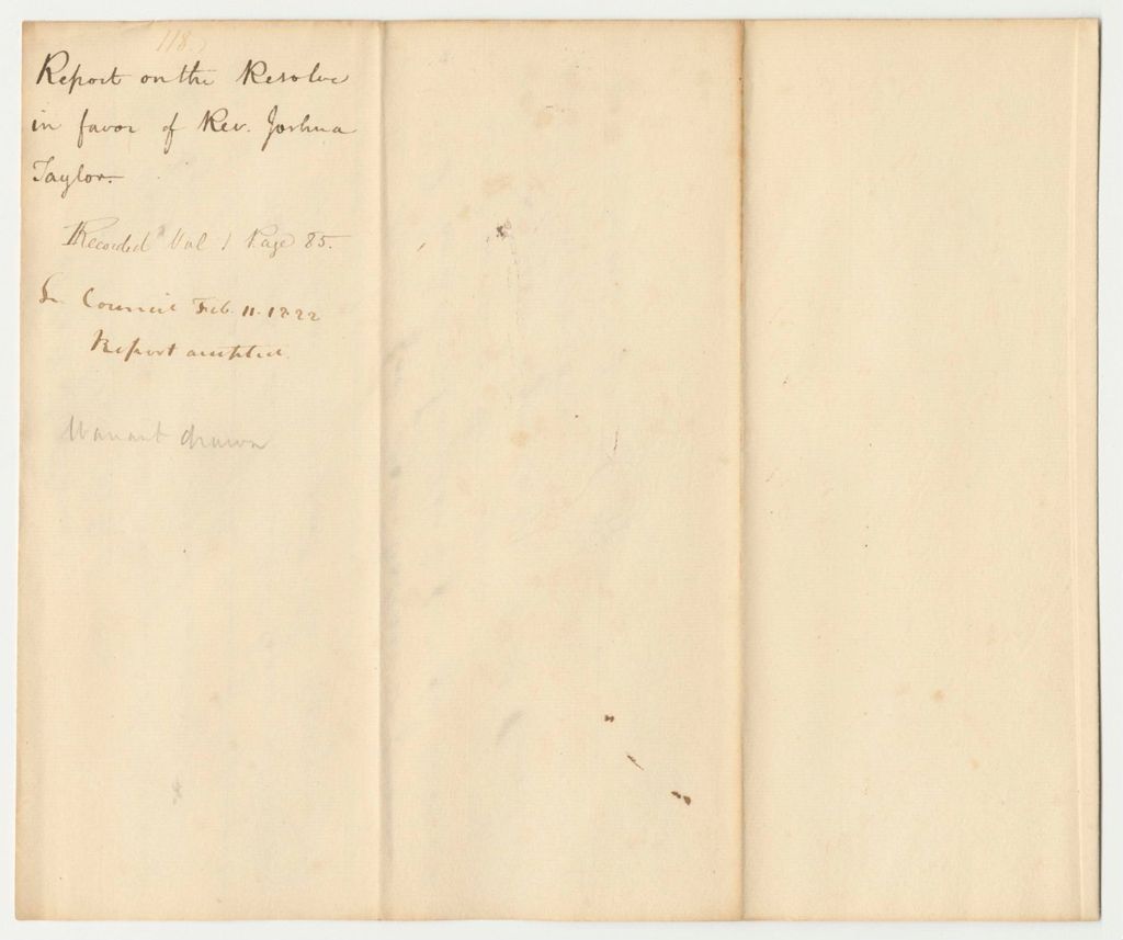 Miniature of Report 118: Report on the Resolve in Favor of Rev. Joshua Taylor