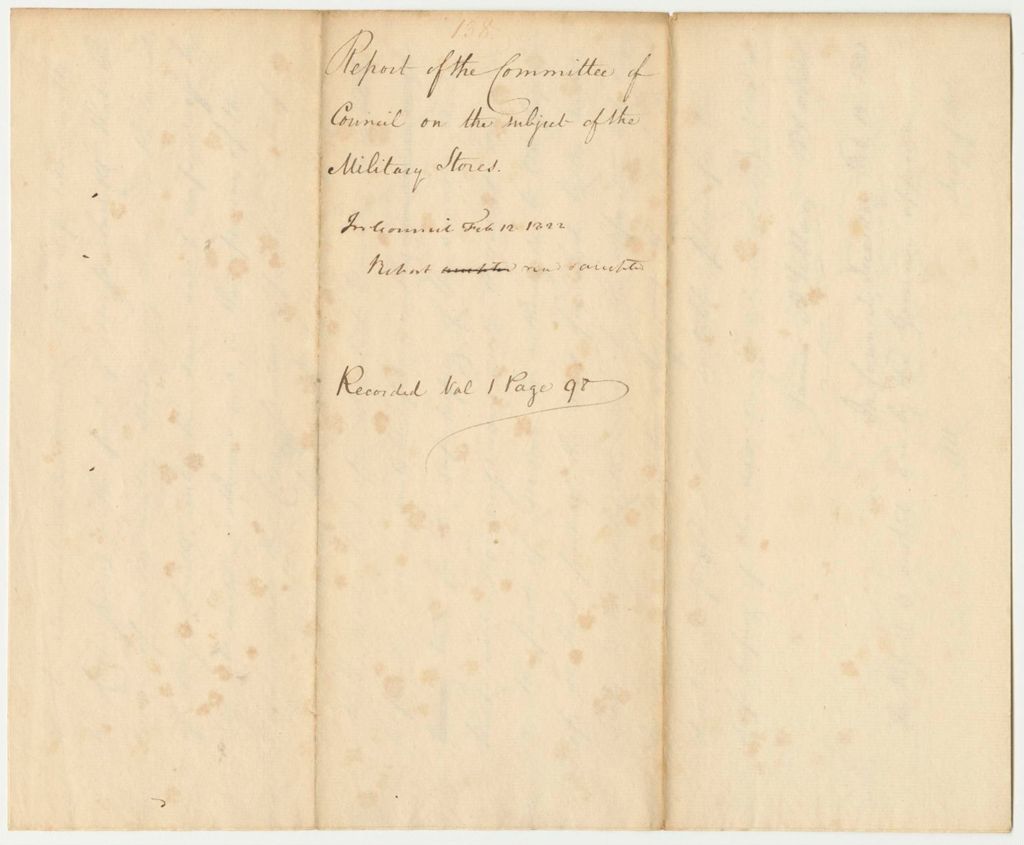 Miniature of Report 138: Report of the Committee of Council on the subject of the Military Stores