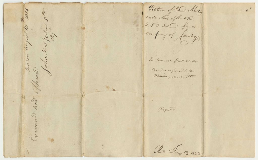 Miniature of Petition of John Millay and others of the 5R.2B.2D. for a Company of Cavalry
