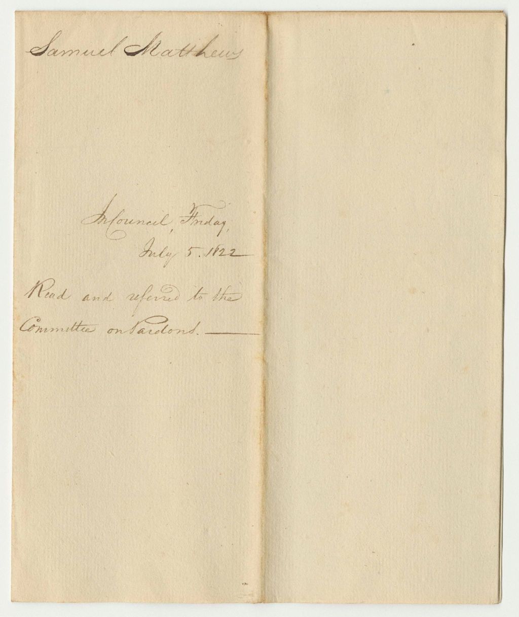 Miniature of Petition of Samuel Matthews