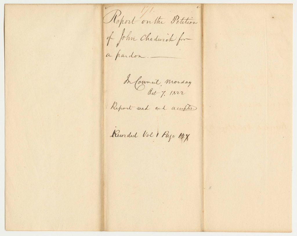 Miniature of Report 171: Report on the Petition of John Chadwick for a Pardon