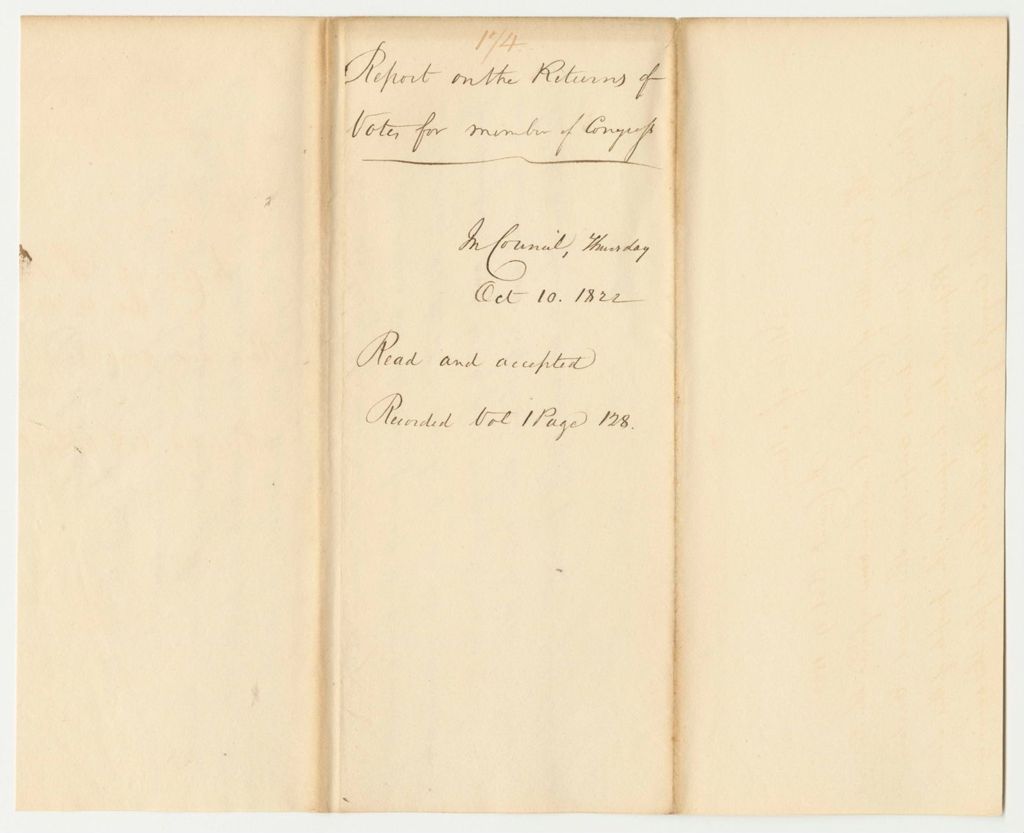 Miniature of Report 174: Report on the Returns of Votes for Members of Congress