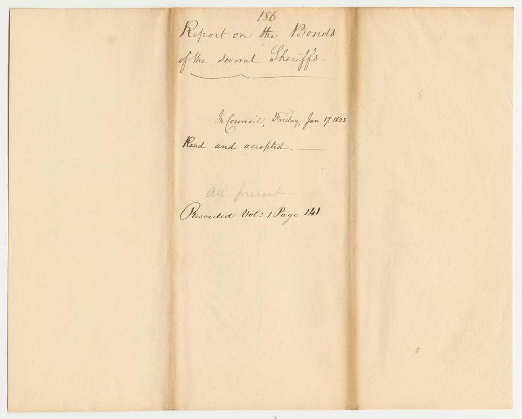 Miniature of Report  186: Report on the Bonds of the Several Sheriffs