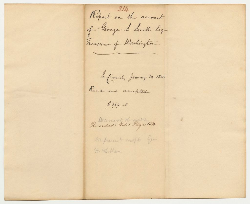 Miniature of Report 214: Report on the Account of George S. Smith, Esq., Treasurer of Washington County
