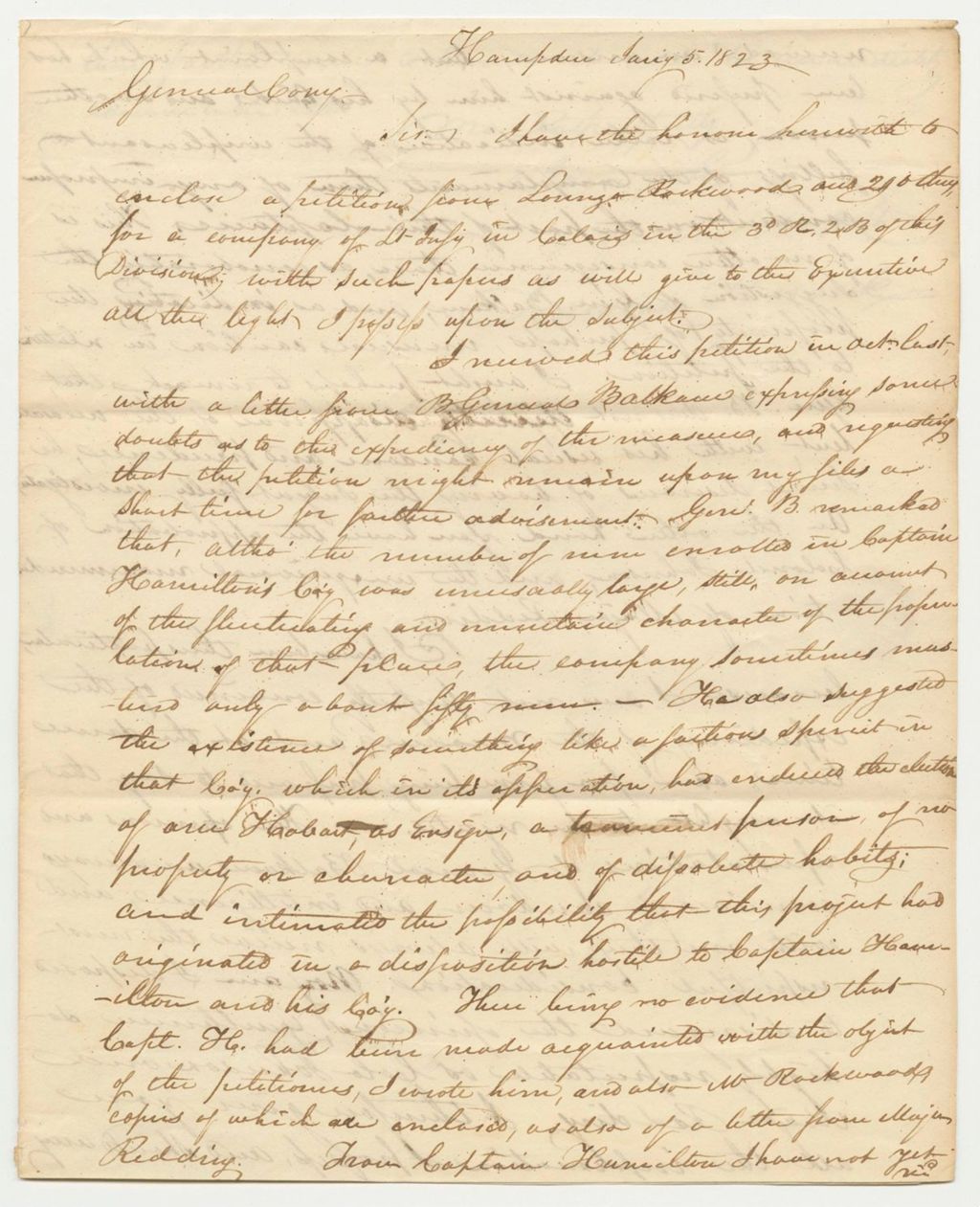 Miniature of Letter from Major Gen. Jedidiah Herrick Regarding the Petition of Lorenzo Rockwood