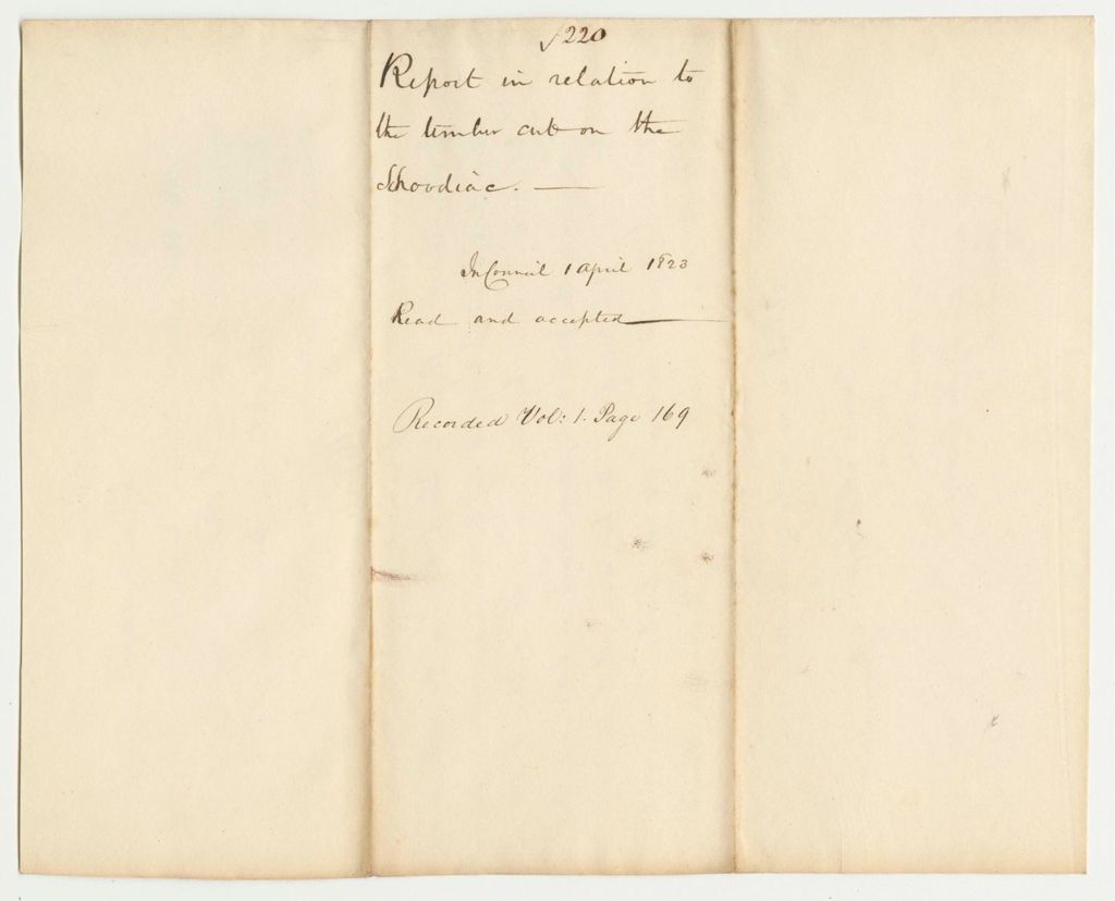 Miniature of Report 220: Report in Relation to the Timber Cut on the Schoodiac