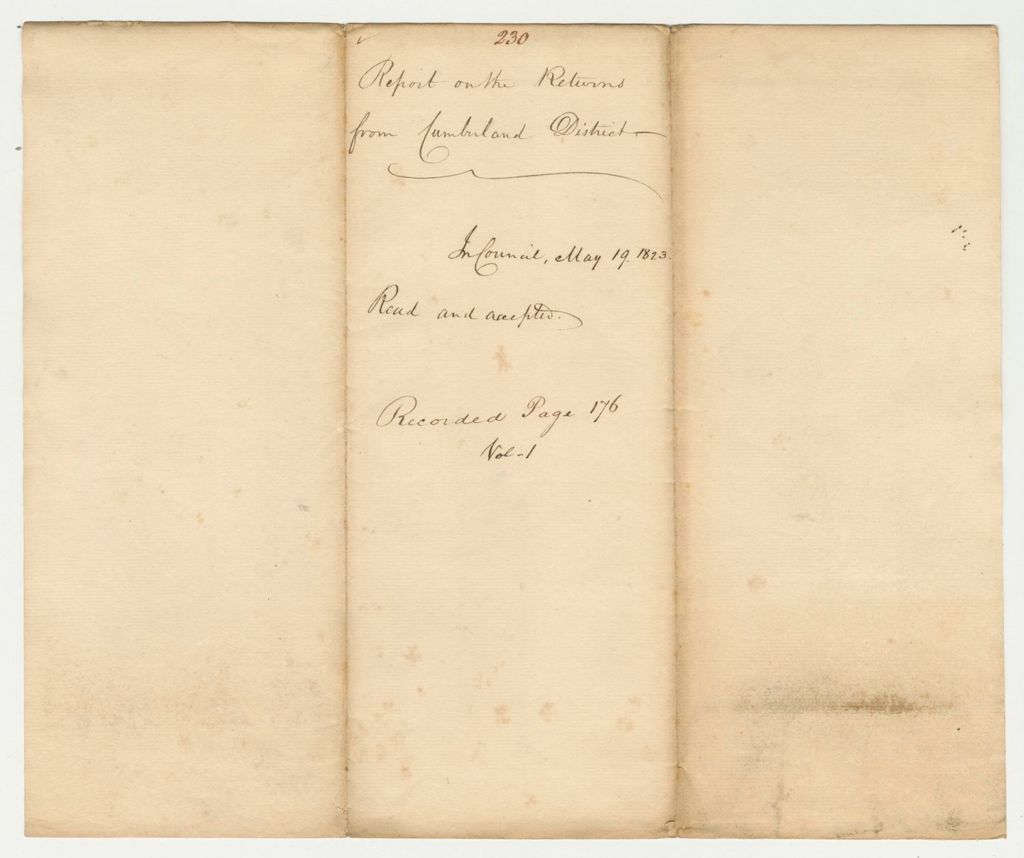 Miniature of Report 230: Report on the Returns from Cumberland District for Representatives to Congress