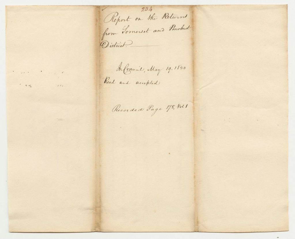Miniature of Report 234: Report on the Return from Somerset and Penobscot District