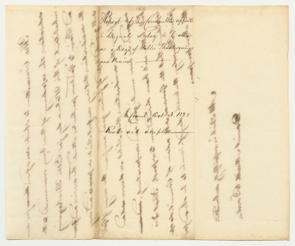 Miniature of Report 262: Report of the Committee Appointed to Designate a Day to be Observed as a Day of Public Thanksgiving and Praise