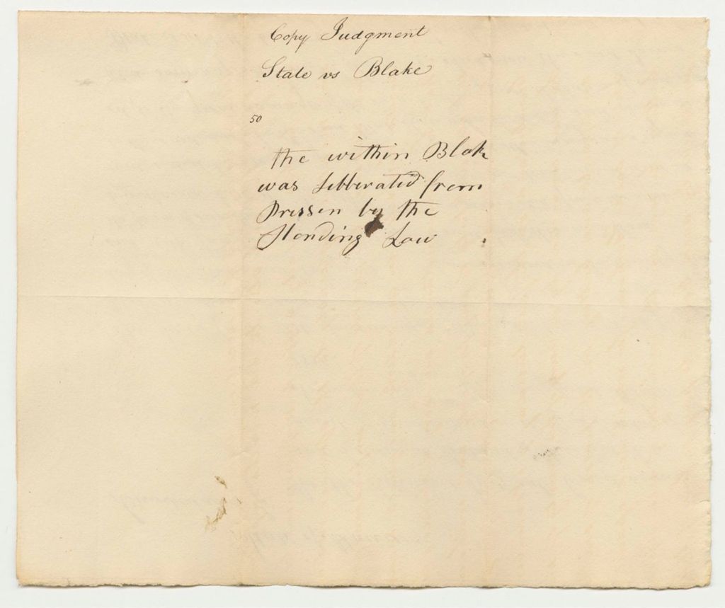 Miniature of Copy of Judgement in State of Maine vs. James Blake