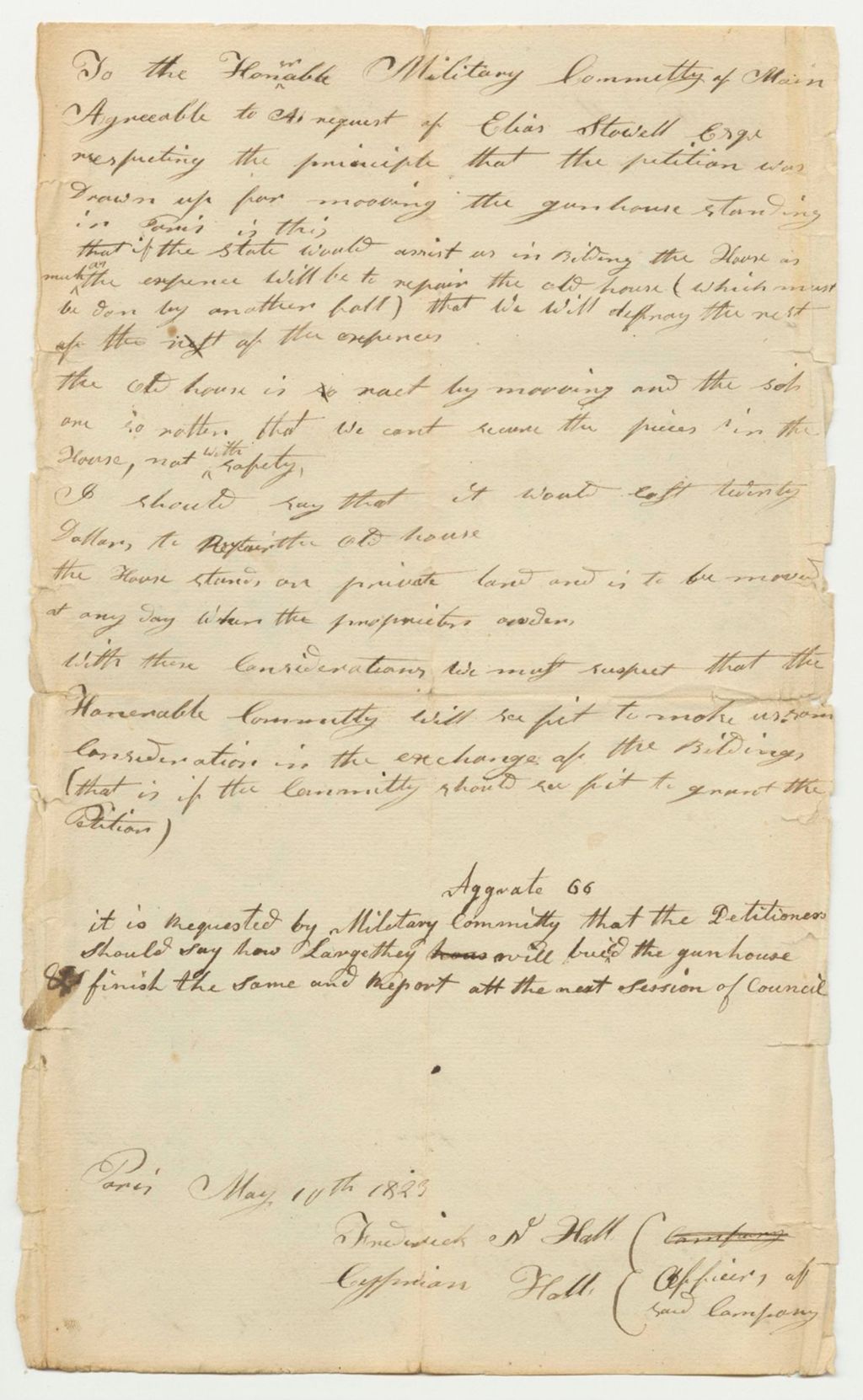 Miniature of Letter from Frederick N. Hall and Cyprien Hall Regarding the Gum House in Paris