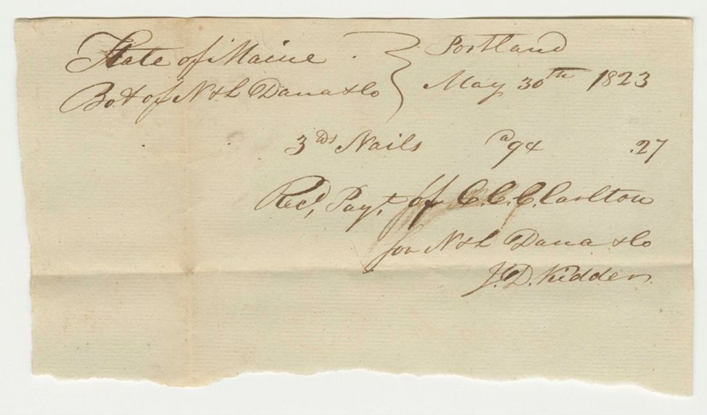 Miniature of Receipt No. 12 for N & L Dana