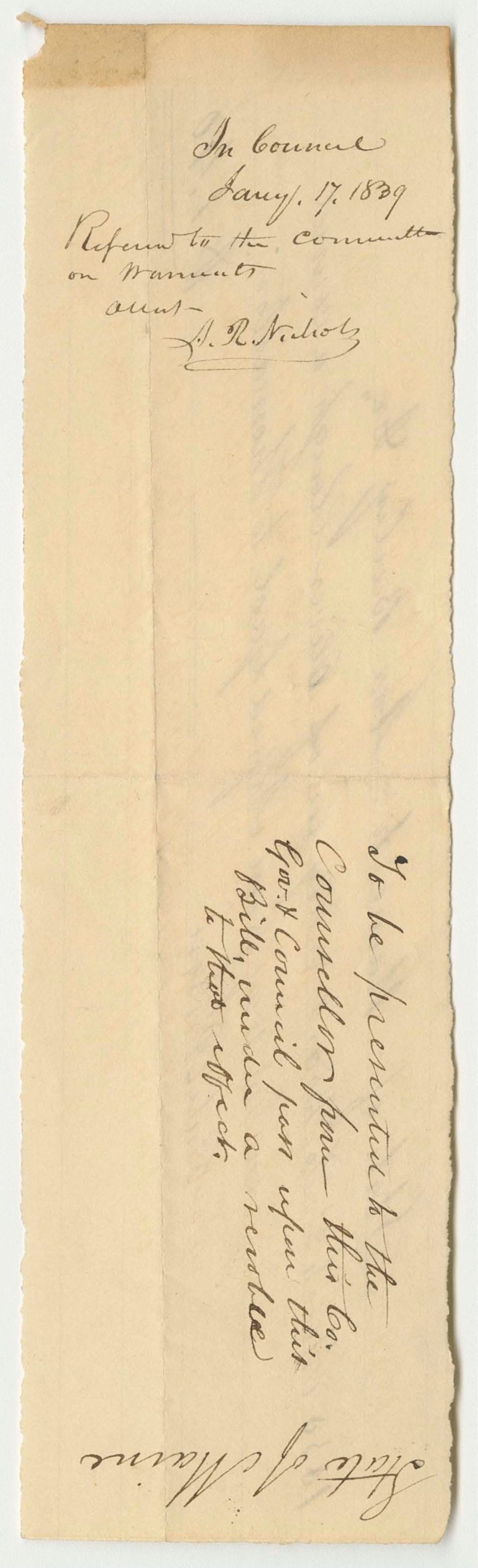 Miniature of Asa Bailey's Receipts as Gaol Keeper