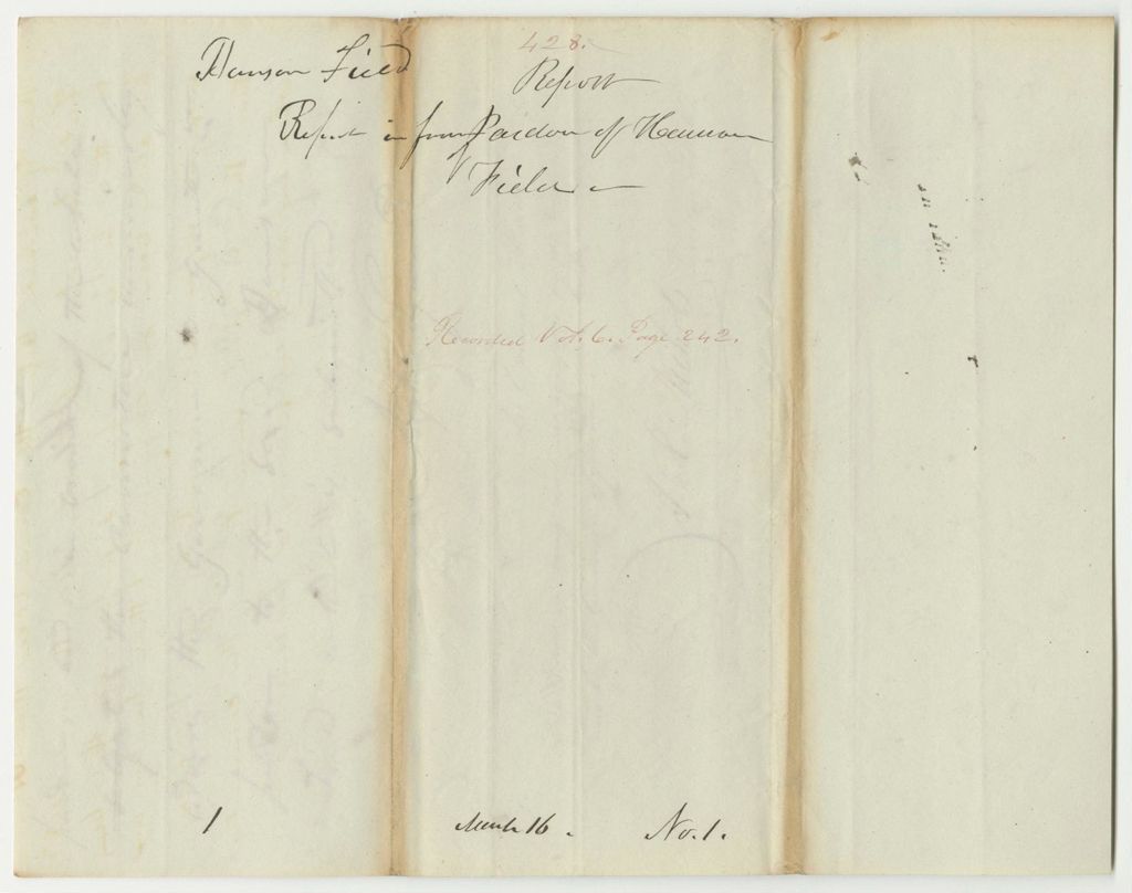 Miniature of Report 428: Report on a Pardon of Hanson P. Field of Falmouth