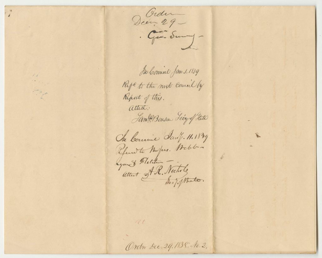 Miniature of Order That a Committee Be Appointed to Present a Report on the Progress of the Geological Survey