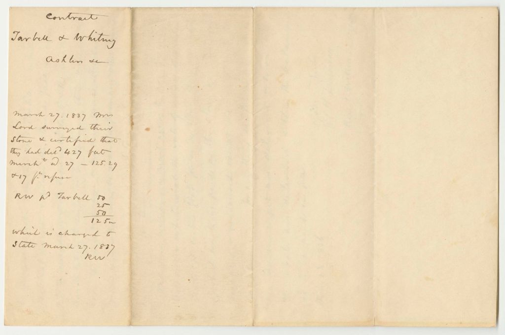 Miniature of Agreement Between Tarbell & Whitney and Reuel Williams, Agent for Building the Insane Hospital