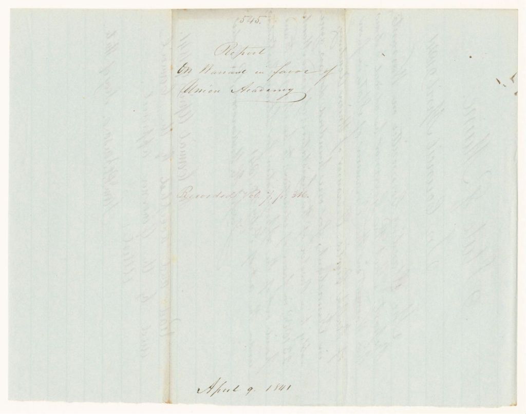 Miniature of Report 545: Report on the Warrant in Favor of Union Academy