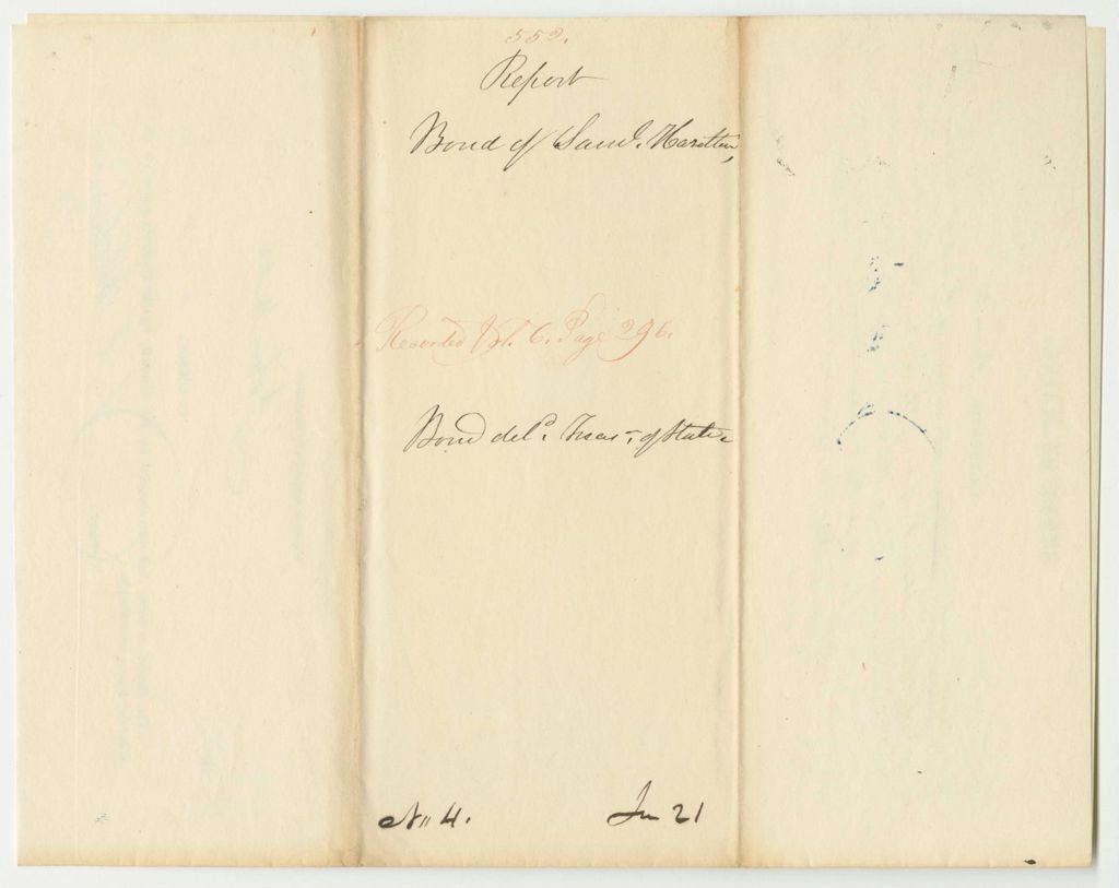 Miniature of Report 552: Report on the Bond of Samuel Hazelton, Keeper of the State Arsenal at Portland