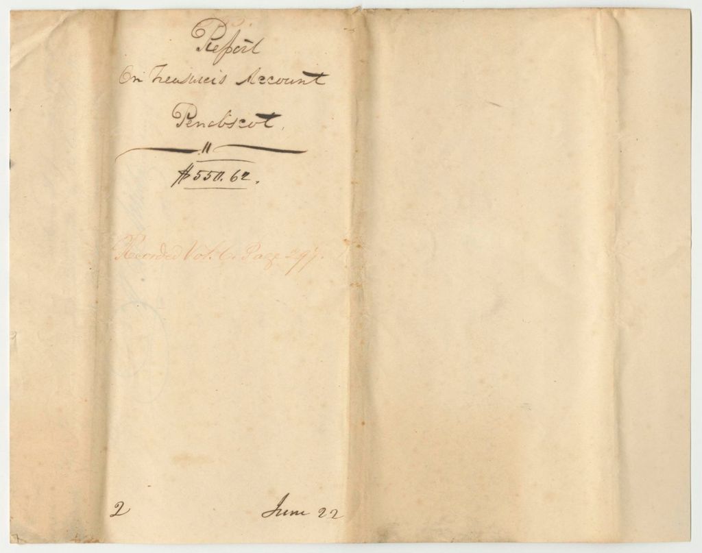 Miniature of Report 555: Report on the Account of Isaac C. Haynes, Penobscot County Treasurer