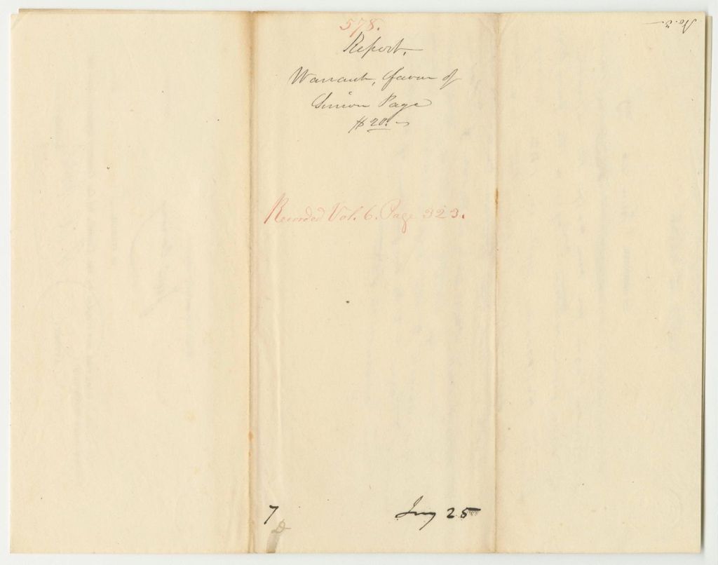 Miniature of Report 578: Warrant in Favor of Simon Page for Building a Fence Between His House and the Gun House in Hallowell