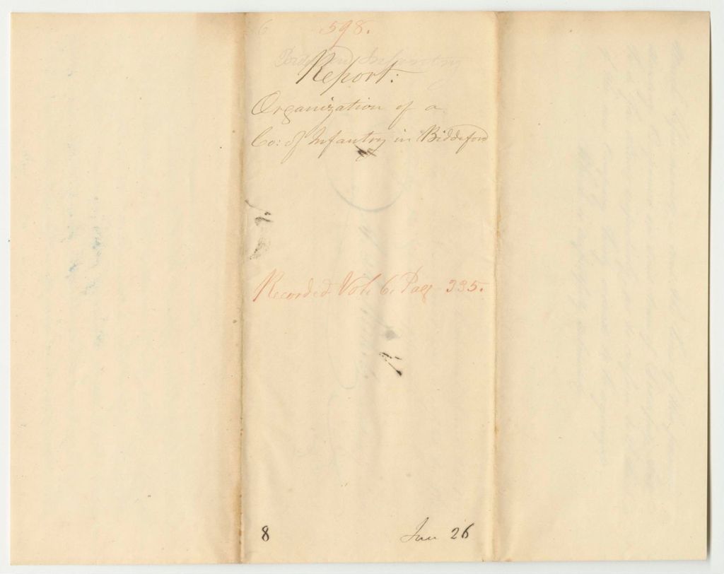 Miniature of Report 598: Report on the Organization of Infantry in Biddeford