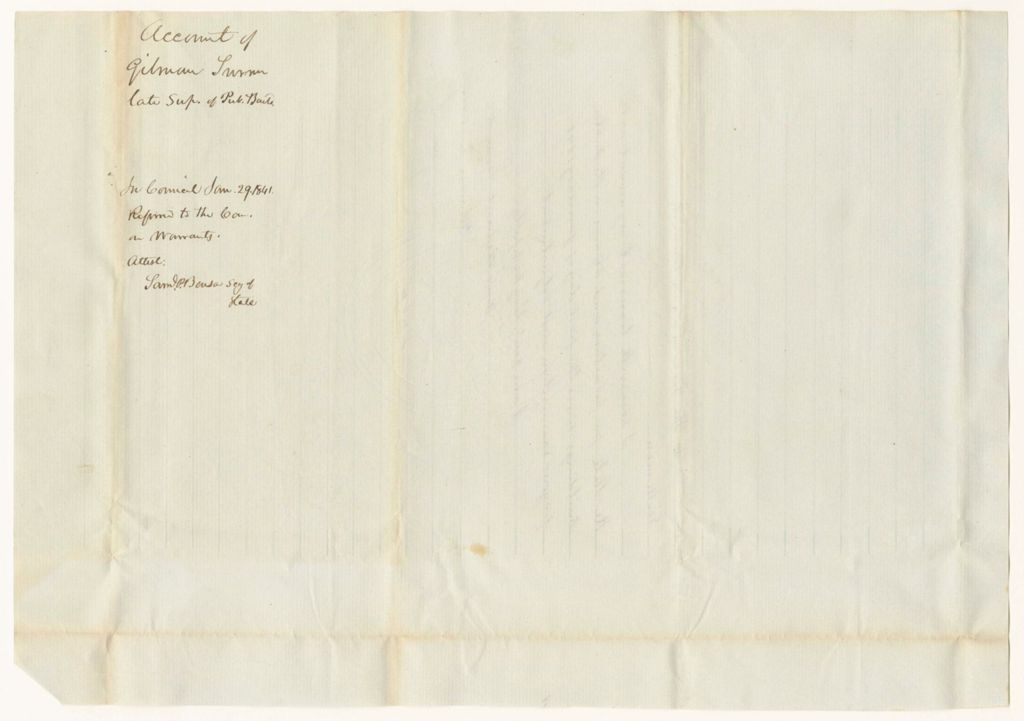 Miniature of Account of Gilman Turner, Late Superintendant of Public Buildings, for January 1841