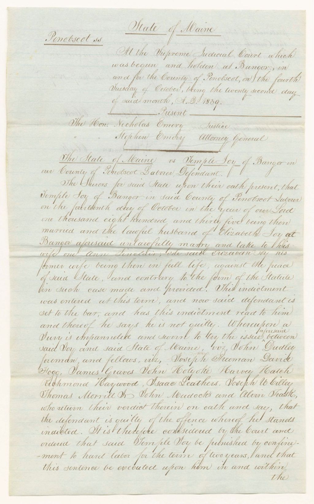Miniature of State v. Temple Joy, Copy of Record