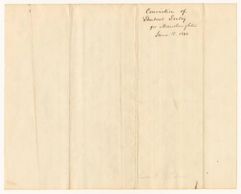 Miniature of Conviction of Shubael Seeley for Manslaughter