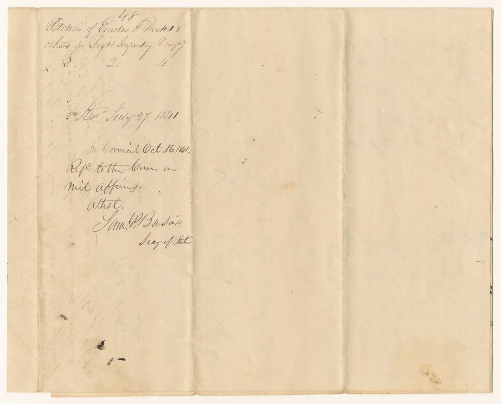 Miniature of Petition of Erastus F. Weeks and others for a Light Infantry Company in the 2nd Regiment, 2nd Brigade, 4th Division