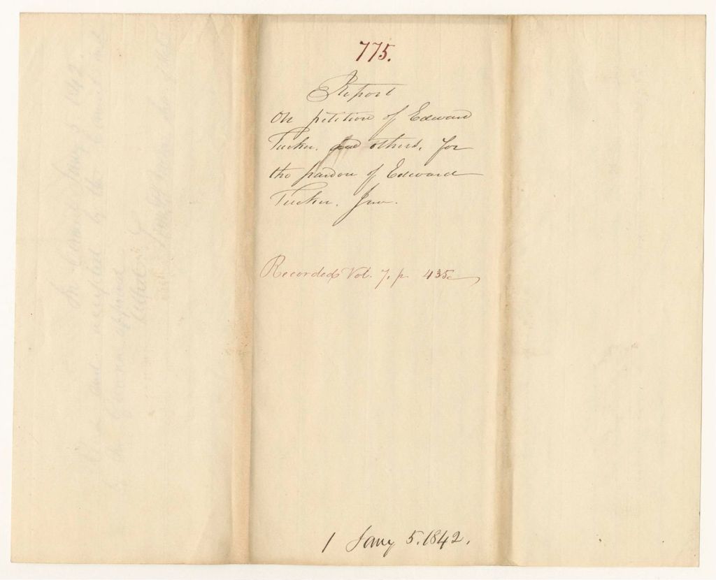 Miniature of Report 775: Report on Petition of Edward Tucker and Others for the Pardon of Edward Tucker Jr.