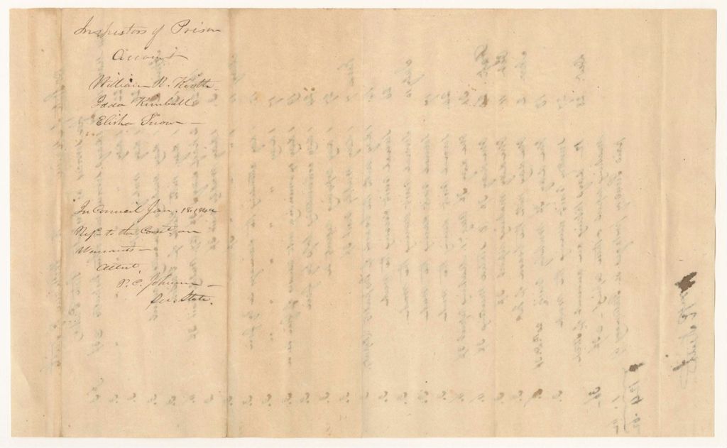 Miniature of Account of William R. Keith, for services as Inspector of the State Prison