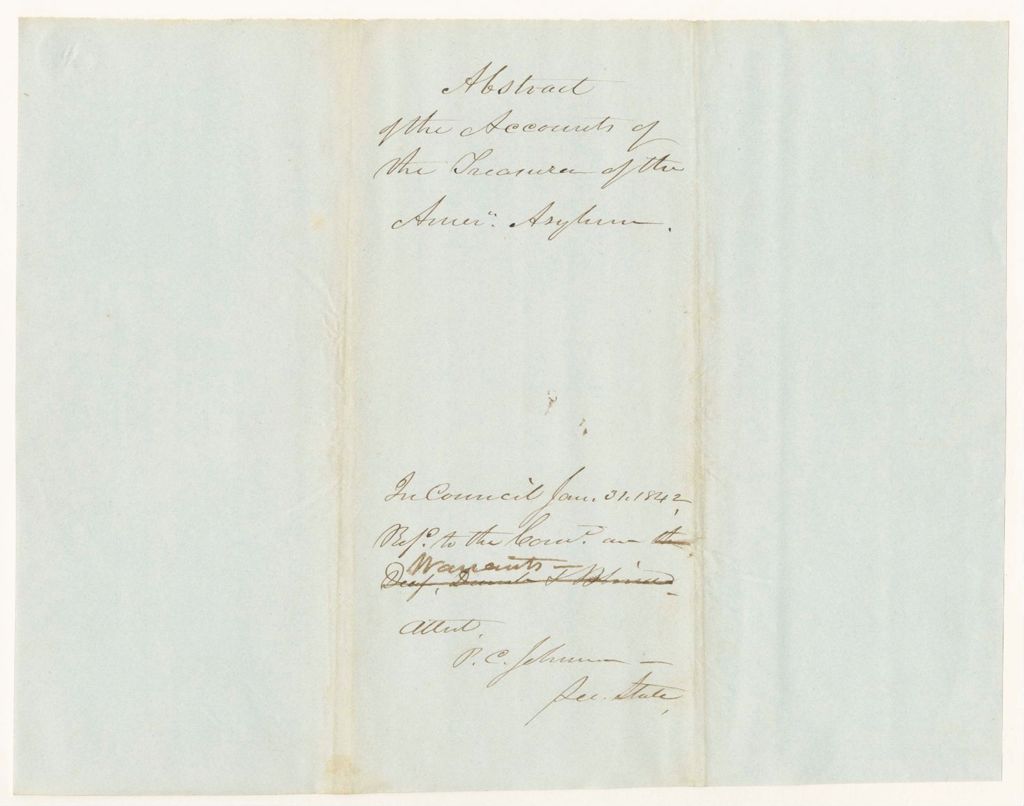 Miniature of Abstract of the Accounts of the Treasurer of the American Asylum