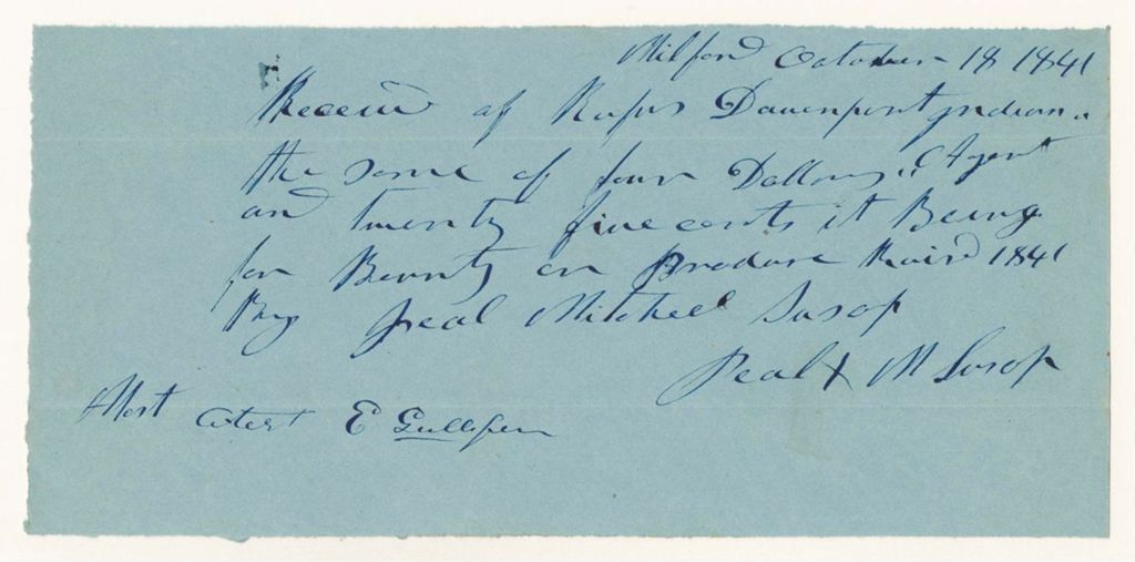 Miniature of Rufus Davenport's receipts for Bounties paid on Agricultural Productions