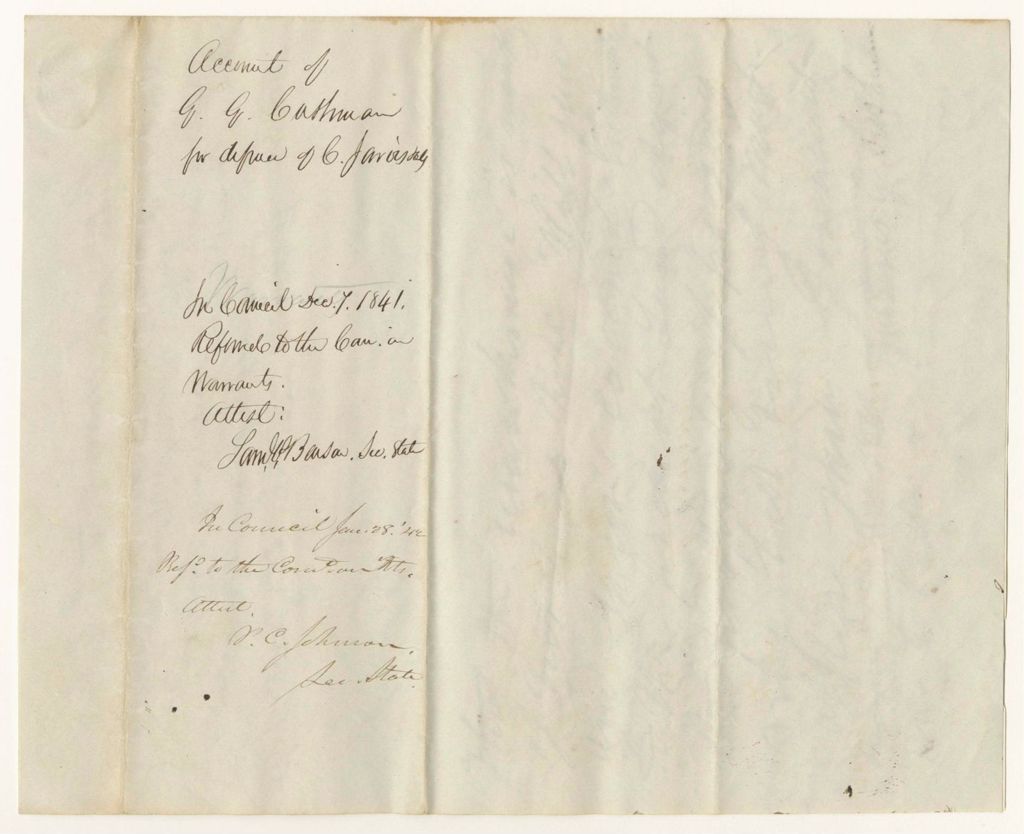 Miniature of Account of G.G. Cushman, for the defense of Charles Jarvis