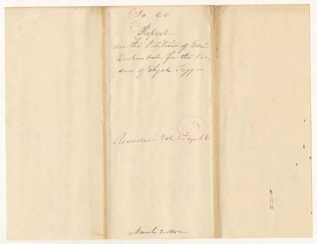 Miniature of Report 60: Report on the Petition of Edward Booker and Others for the Pardon of Elijah Fogg